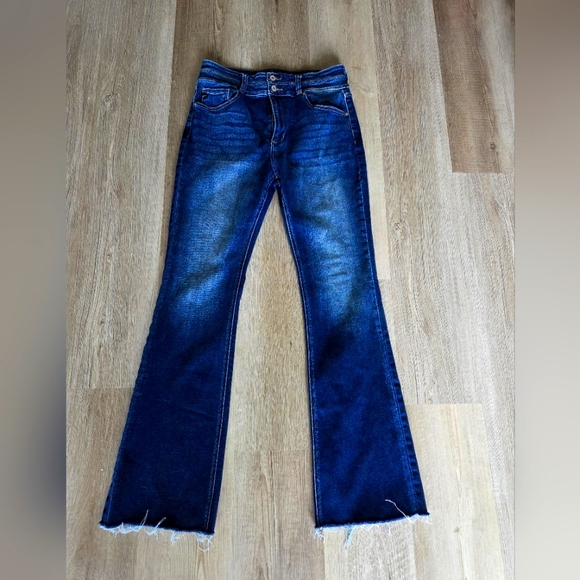 Kancan Estilo Distressed Hem Flare Jeans - Picture 1 of 7